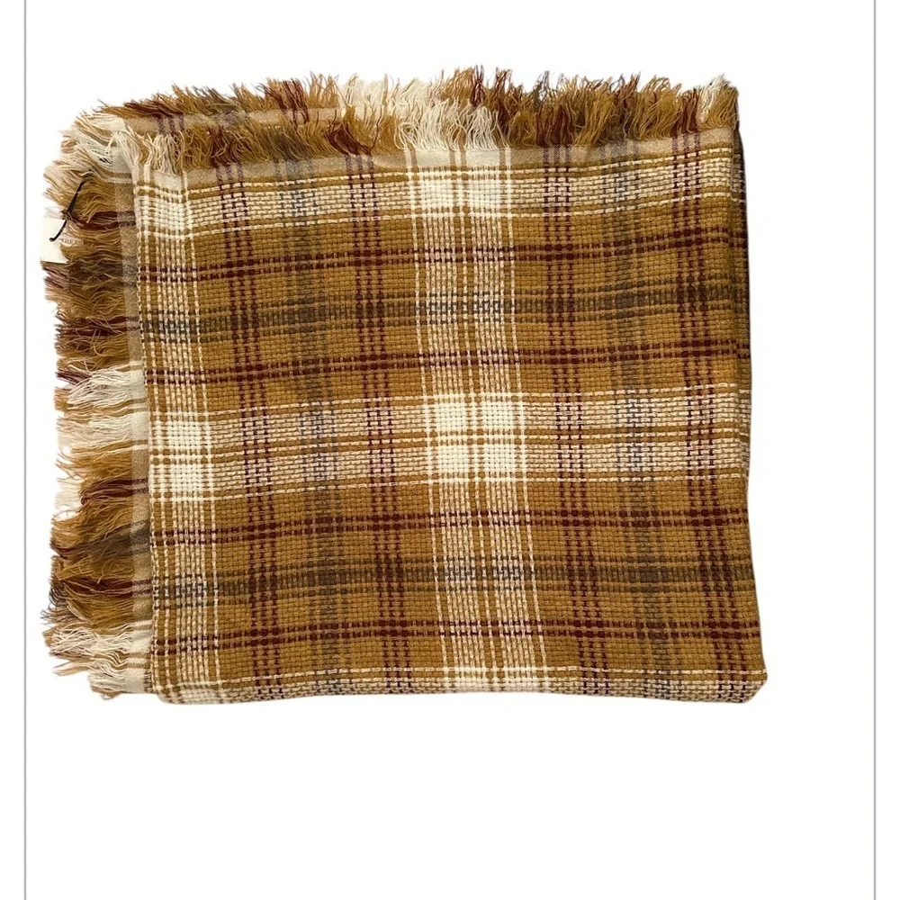 Treasure & Bond One size Plaid Brown, Cream, Maroon scarf/wrap NWT